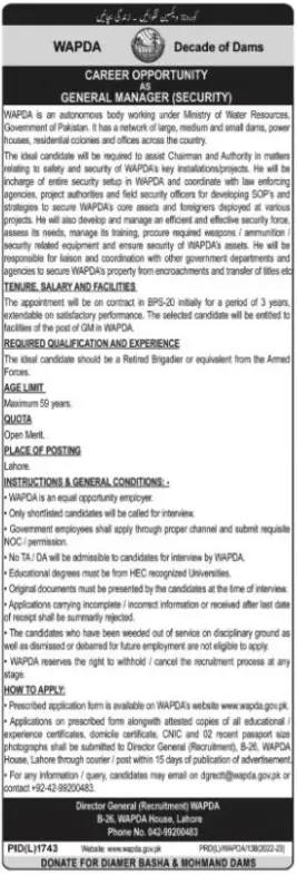 Water and Power Development Authority Jobs 2022 Official Advertisements