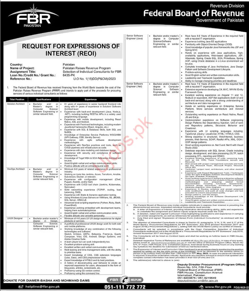 FBR Islamabad Jobs 2023 - Official Advertisements